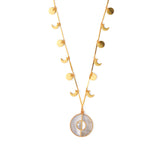 Sun and moon mother of pearl inlay necklace