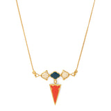 Moroccan Lattice Neck chain - Teal & Orange