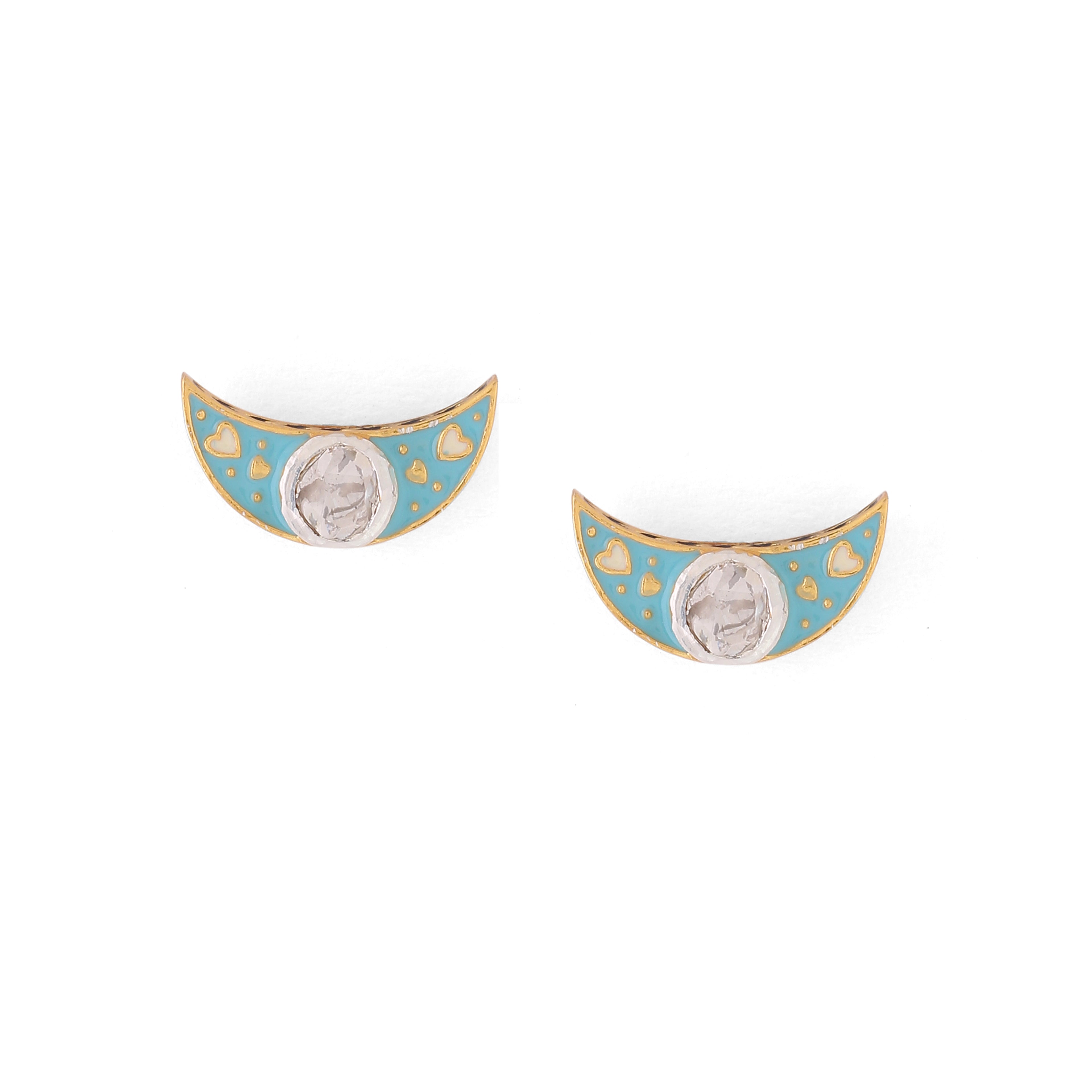 Crescent Polki studs