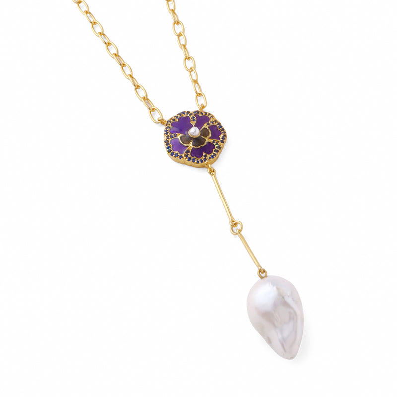 Baroque pearl flora necklace