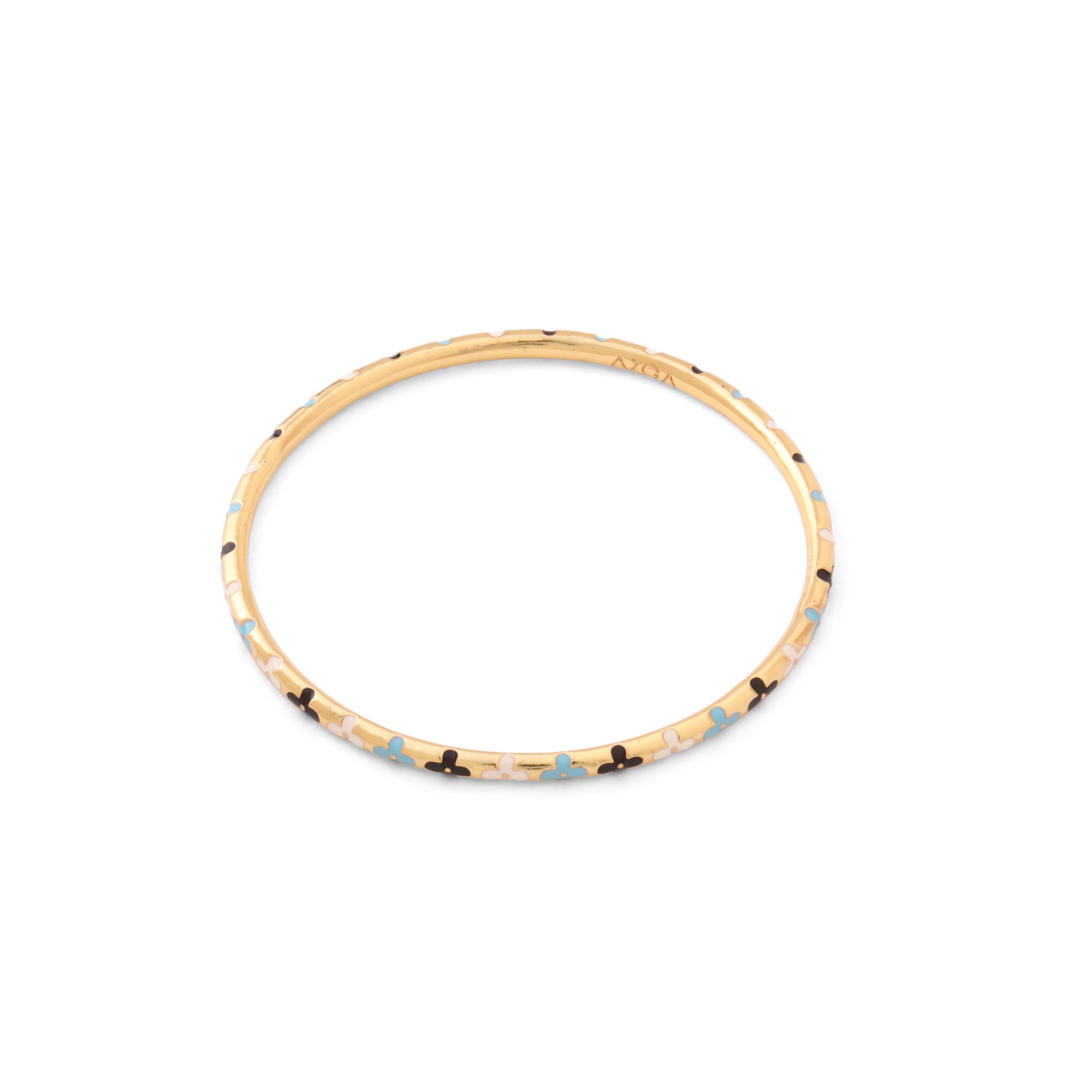 Bagh Enamel Bangle - Ivory, Turquoise, Blue