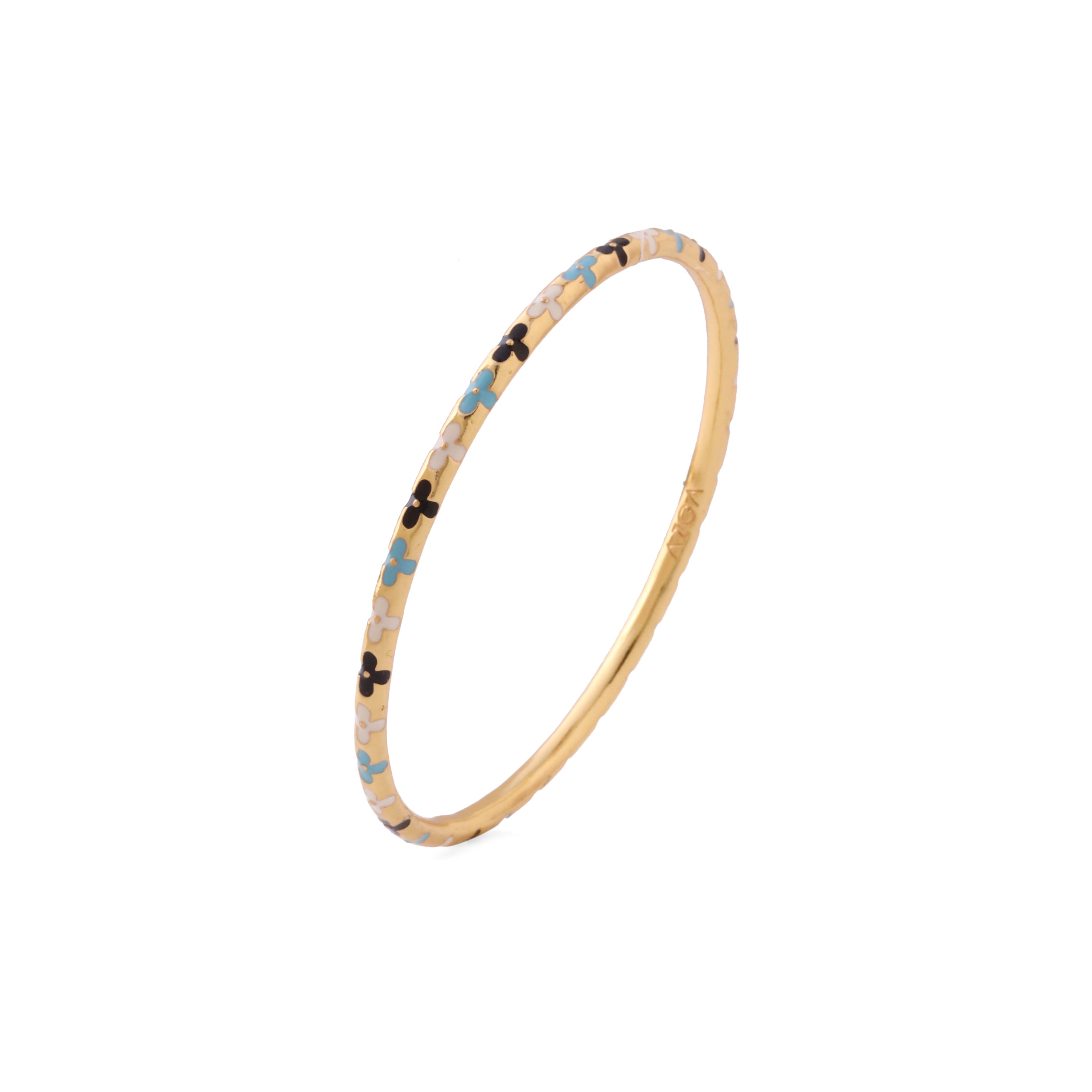 Bagh Enamel Bangle - Ivory, Turquoise, Blue