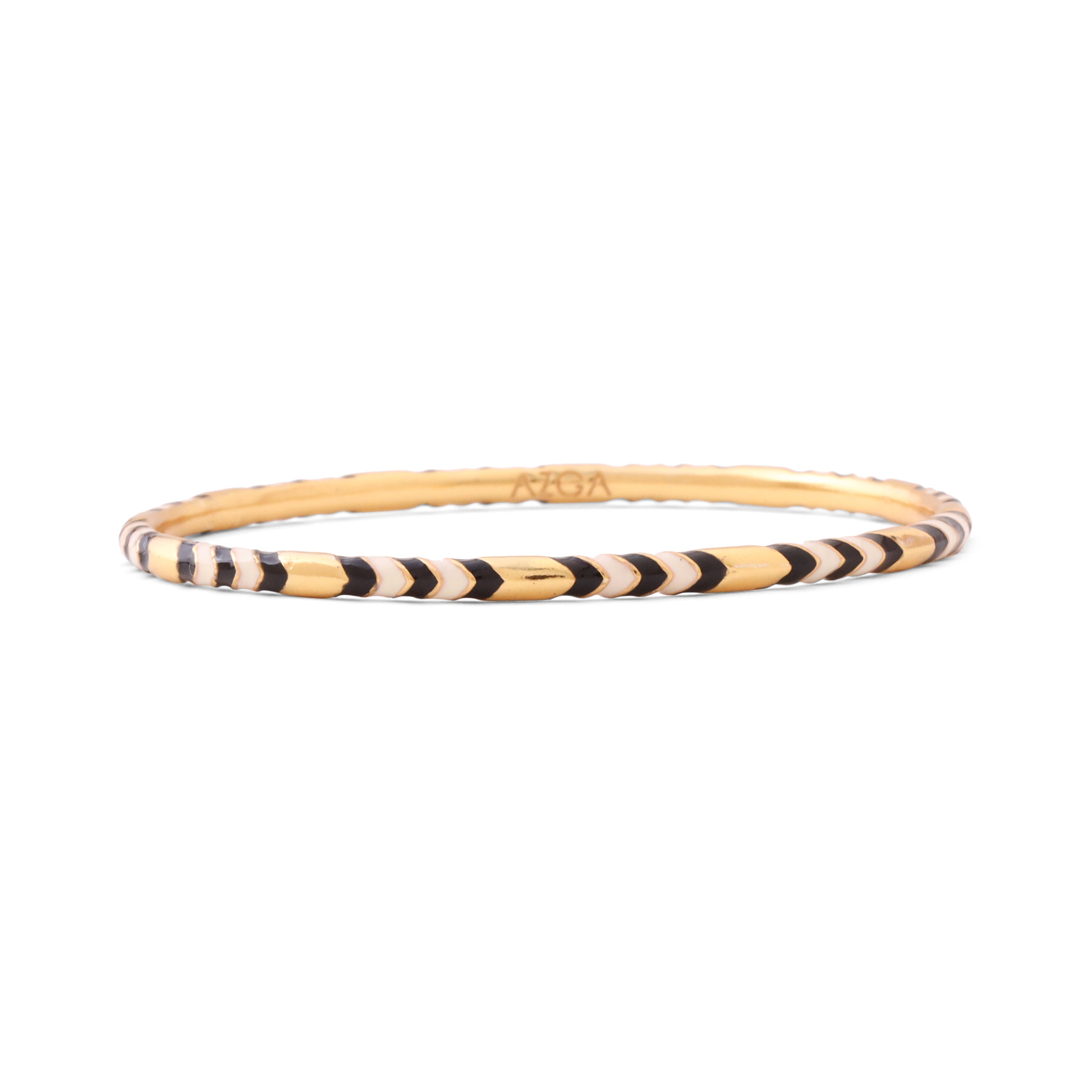 Chevron Black and Ivory Enamel Bangle