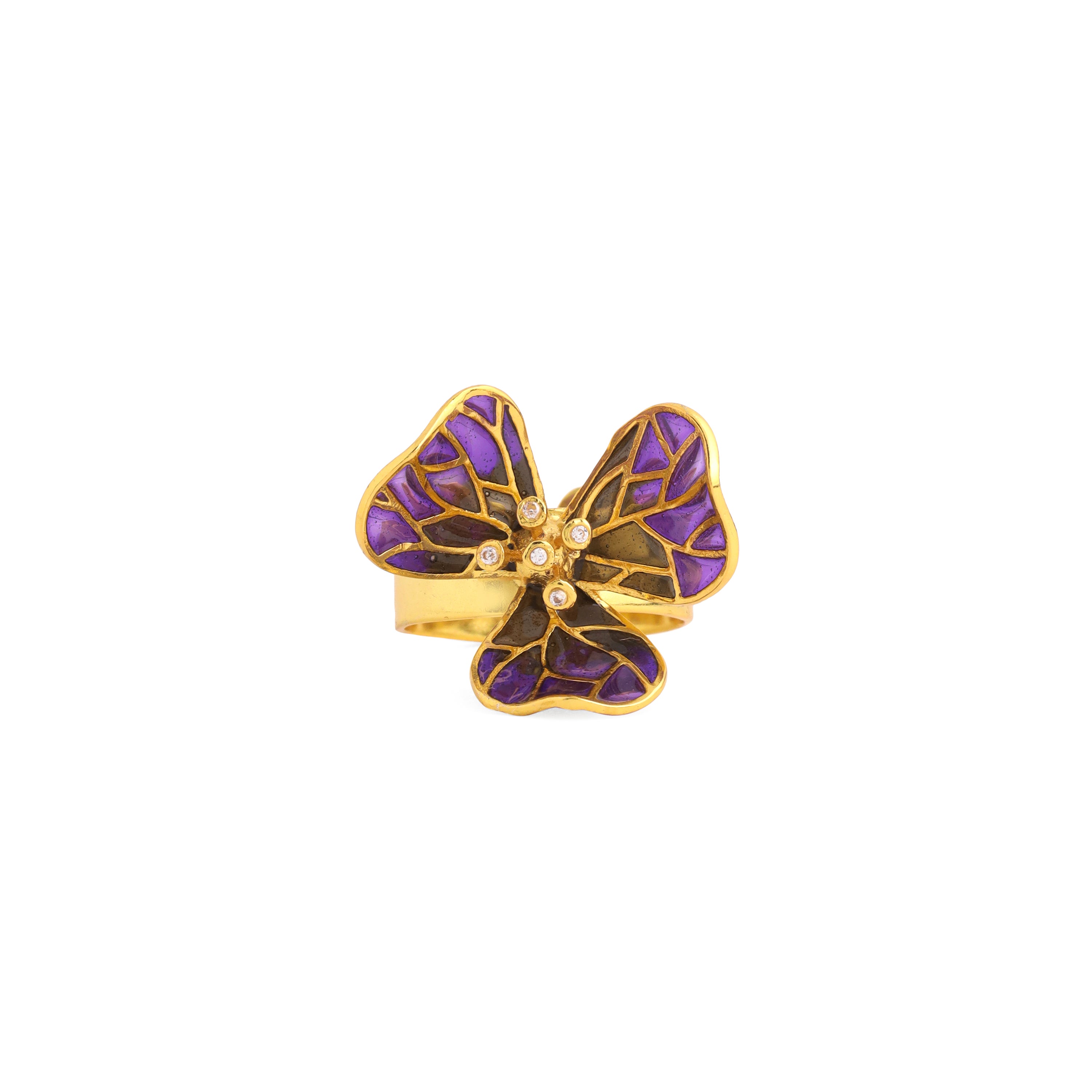 Tiny Fiore Ring - Amethyst & Smoky