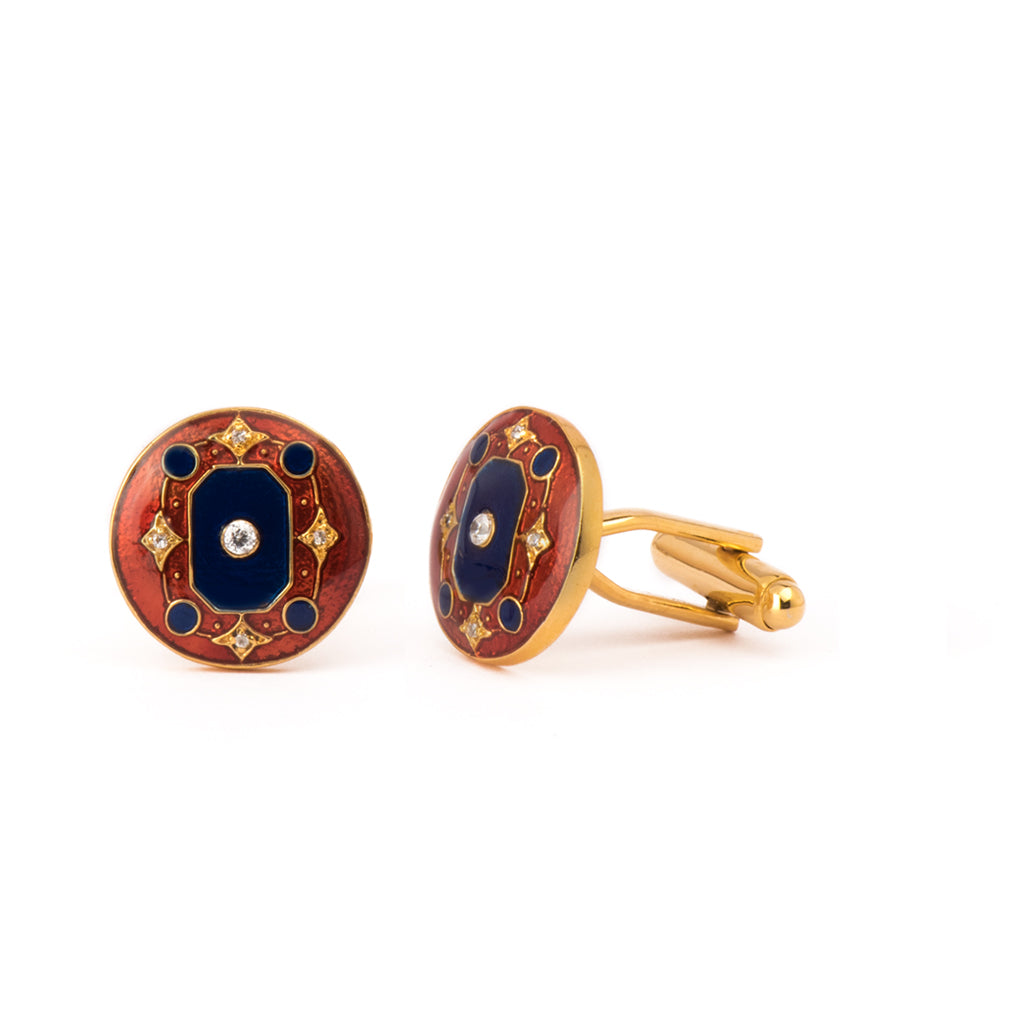 The Myron Cufflinks - Blue and Maroon