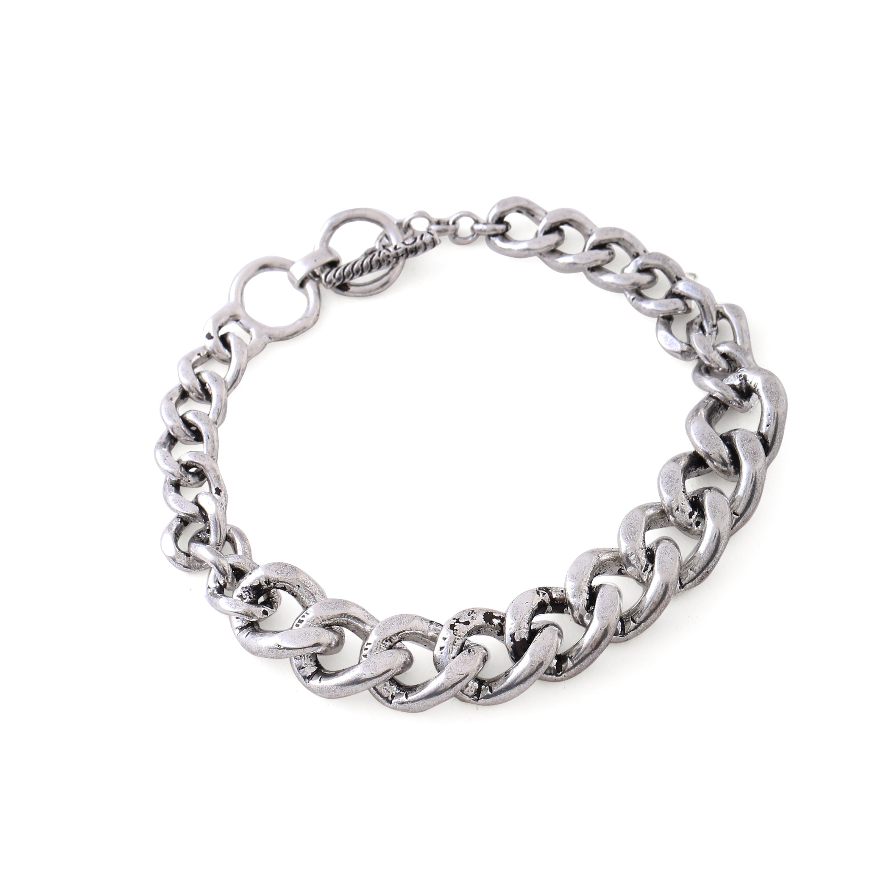 Classic Cuban toggle bracelet - Oxidised silver