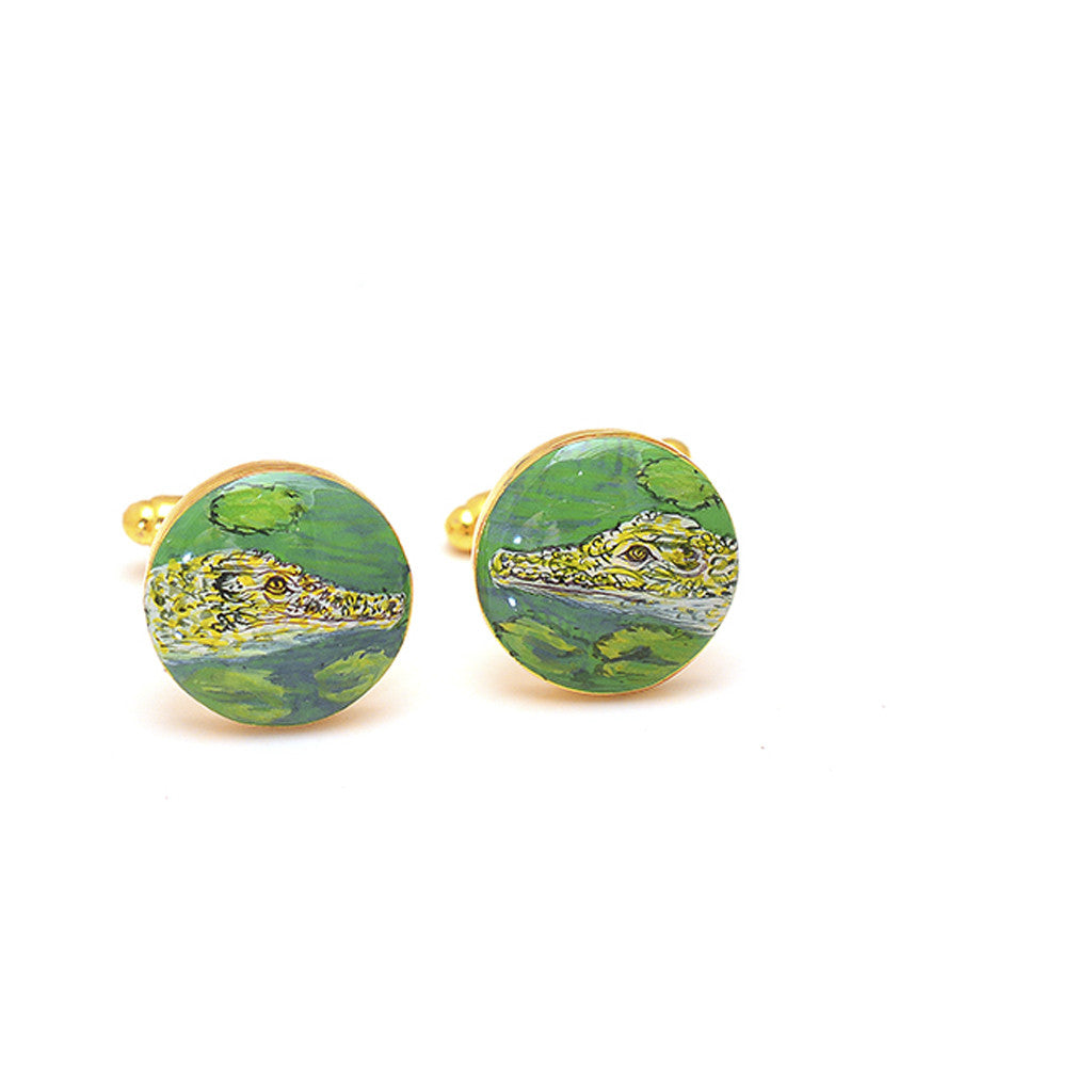 Hand-painted Crocodile Cufflinks - AZGA