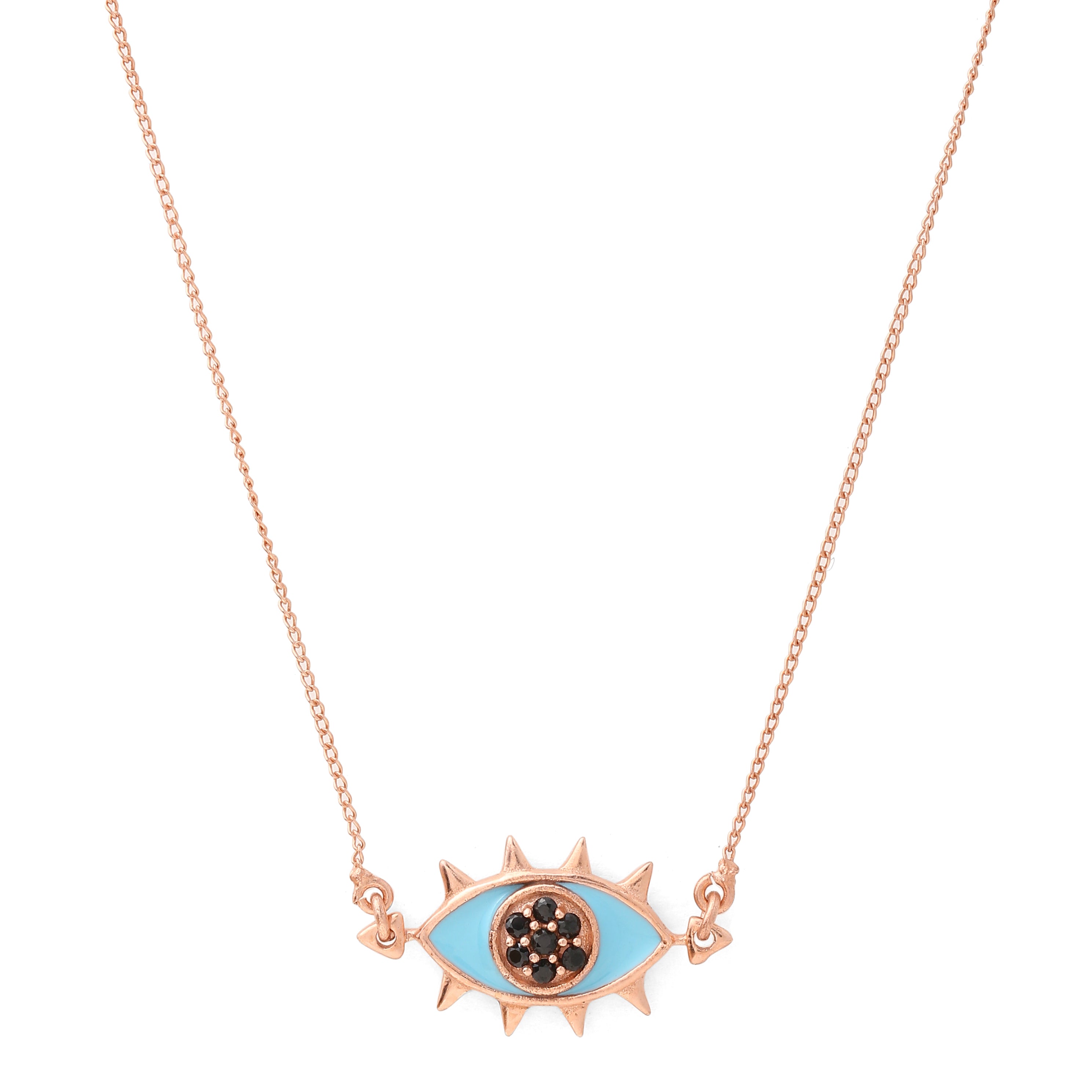 Eye Enamel Neck chain - Turquoise Rose Gold