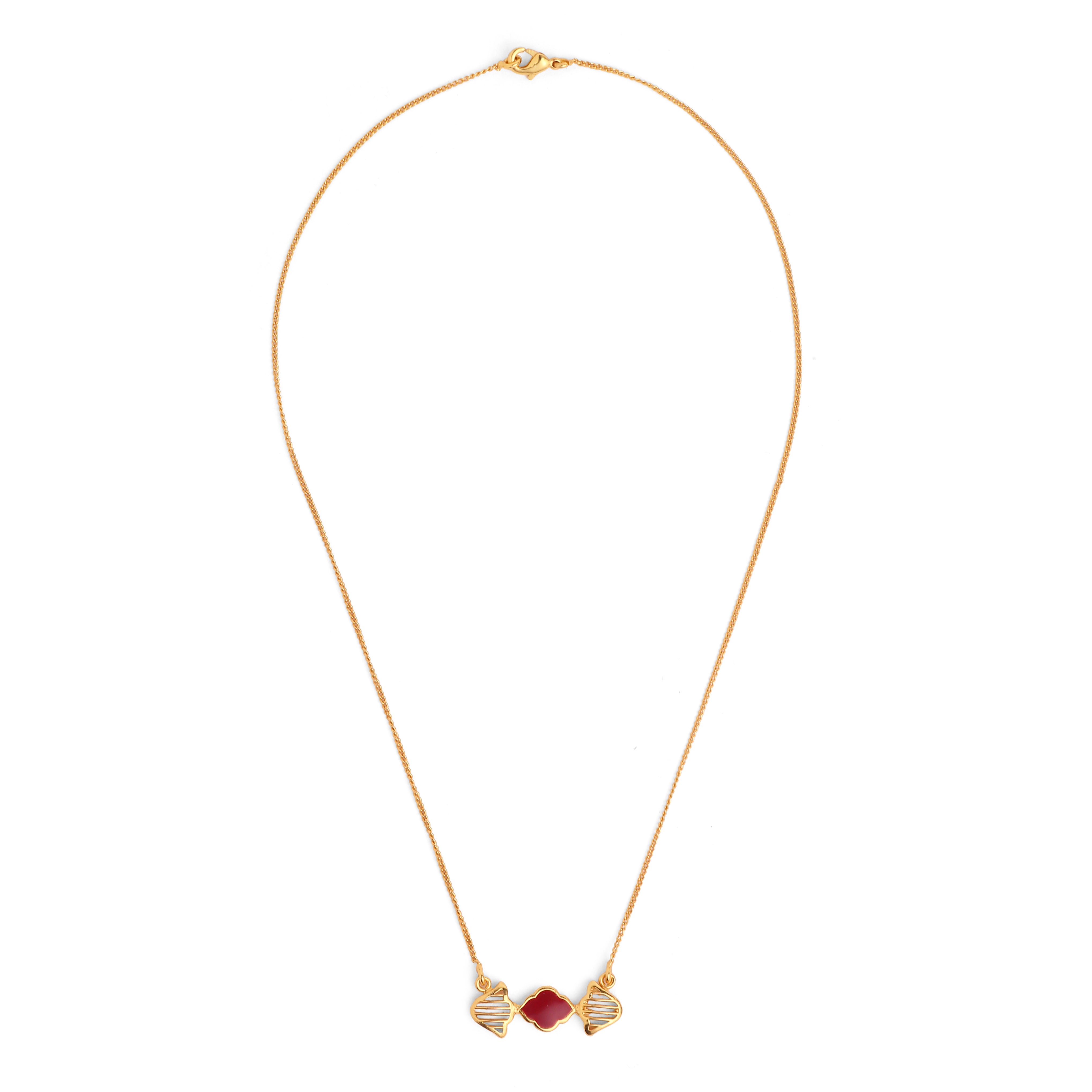 Kashmir Enamel Neck chain - Marsala Gold