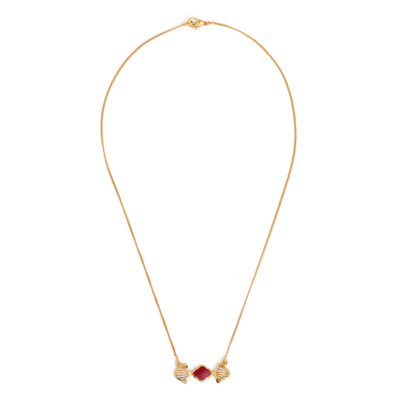 Kashmir Enamel Neck chain - Marsala Gold
