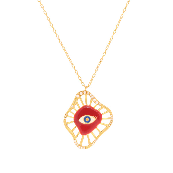 Evil eye pearl neck chain