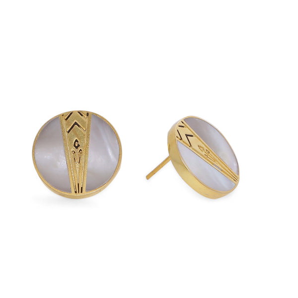 Art Deco Mother of pearl inlay earrings