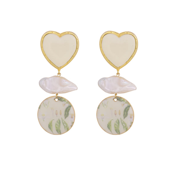 Lilies heart earrings
