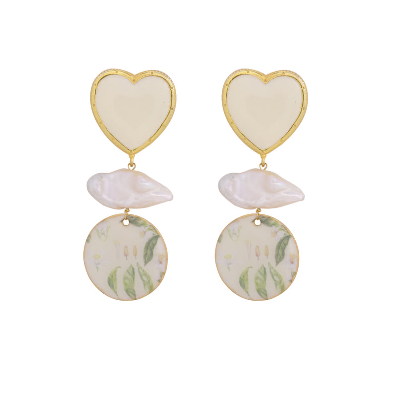 Lilies heart earrings
