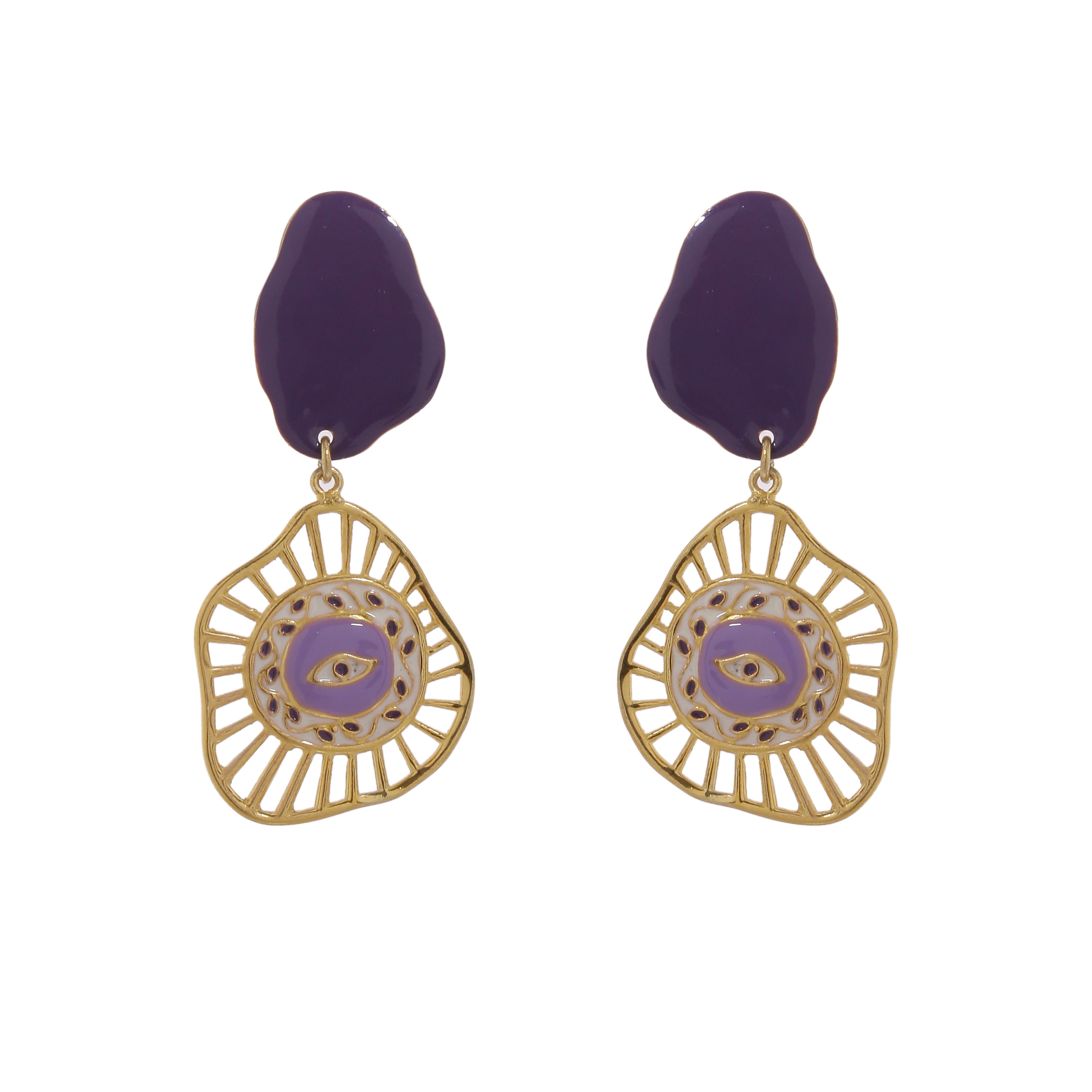 Evil eye earrings - Purple