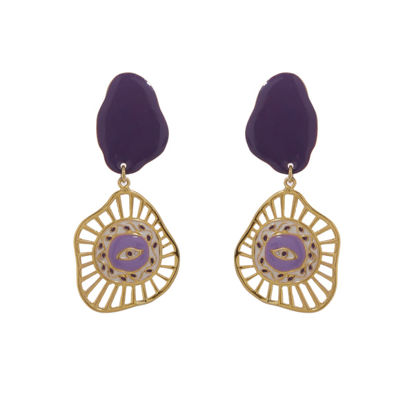 Evil eye earrings - Purple