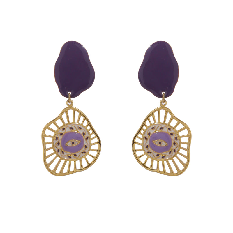 Evil eye earrings - Purple