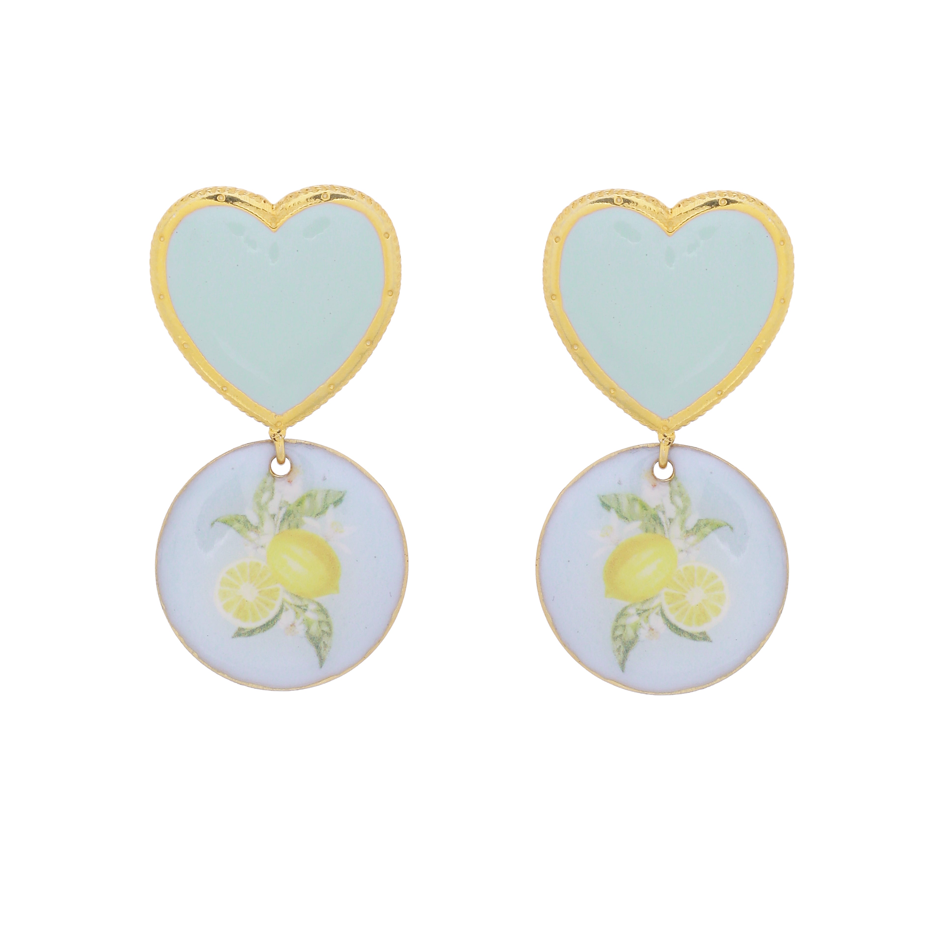 Lime heart earrings
