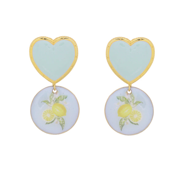 Lime heart earrings