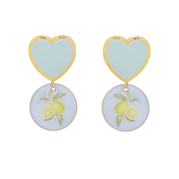 Lime heart earrings