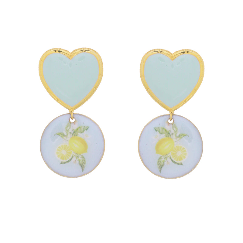 Lime heart earrings