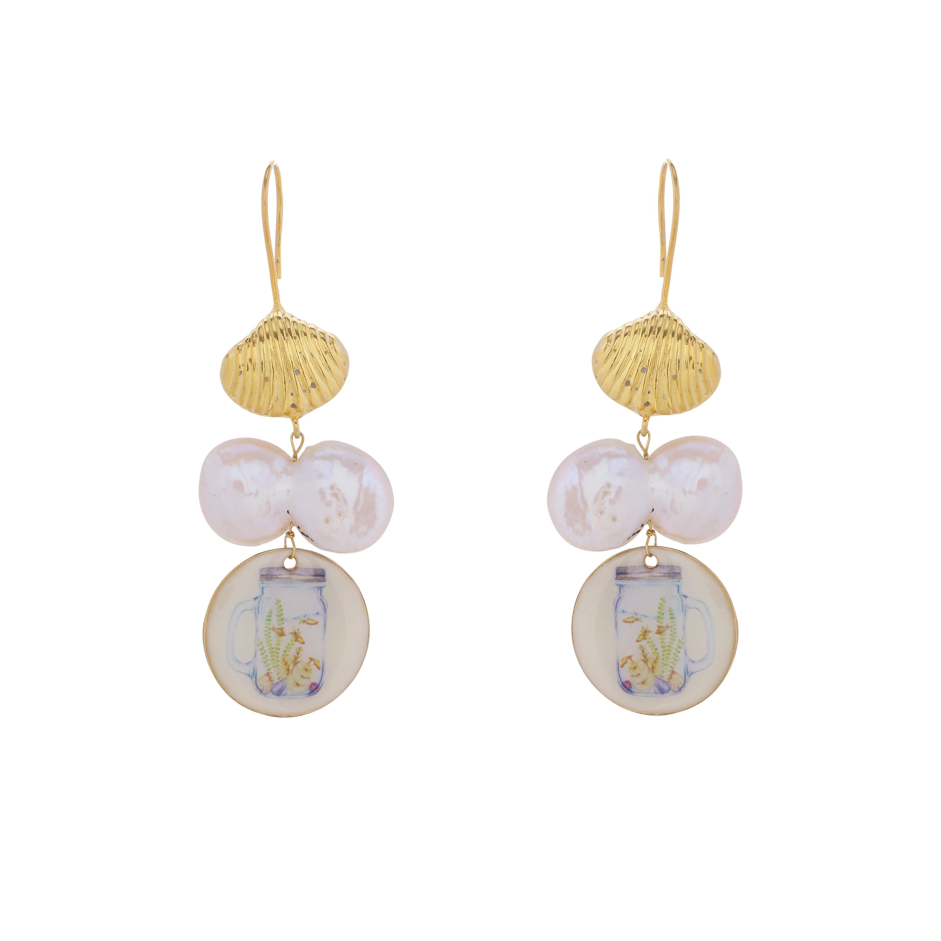 Aqua pearl earrings