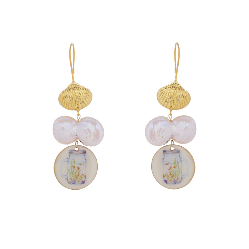 Aqua pearl earrings