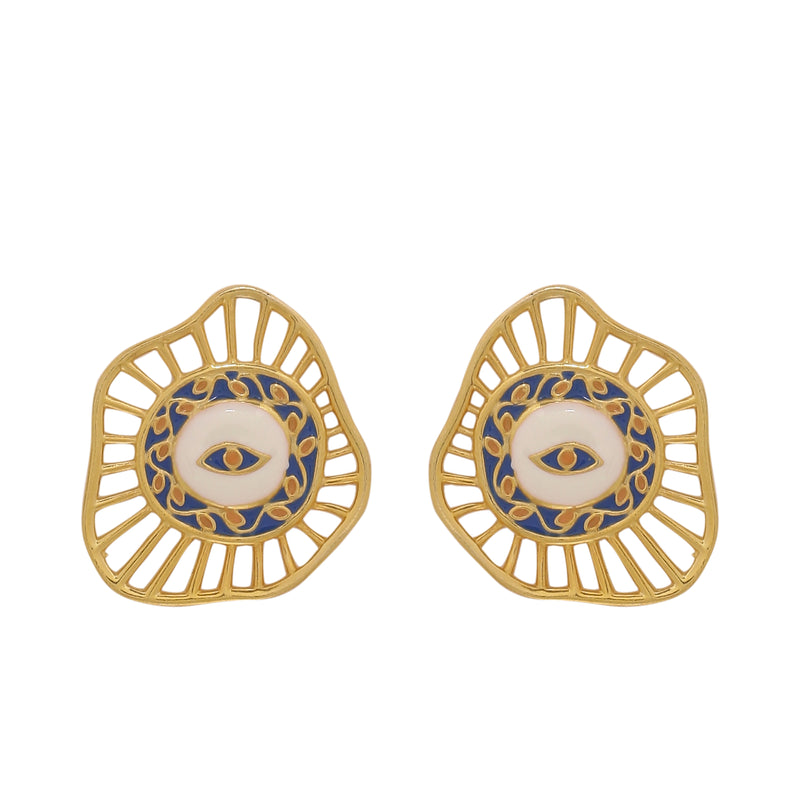 Evil eye ear studs