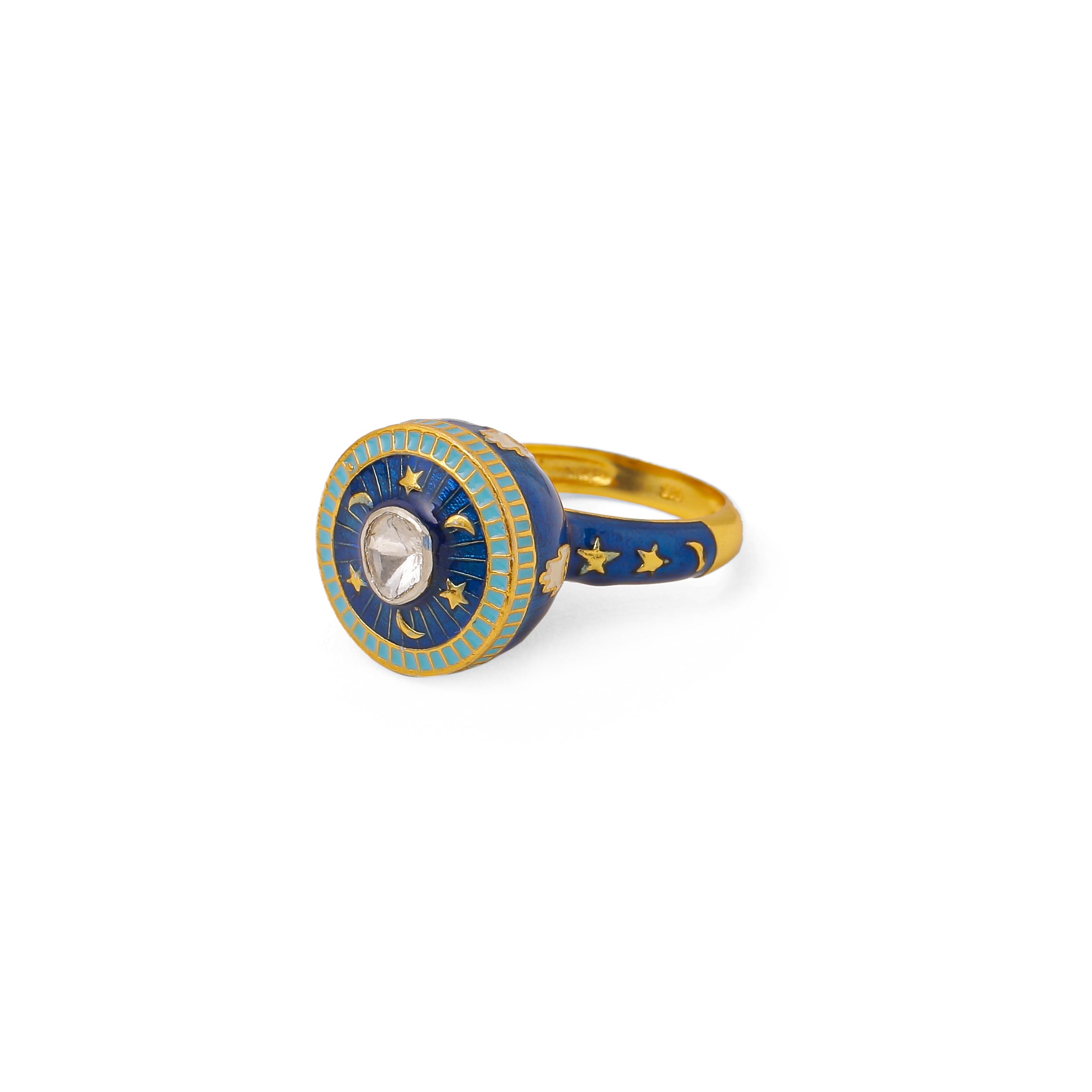 Chand Sitara Hamsa Polki Ring