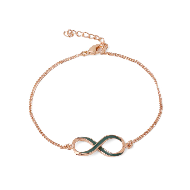 Infinity Bracelet - Green Rose gold