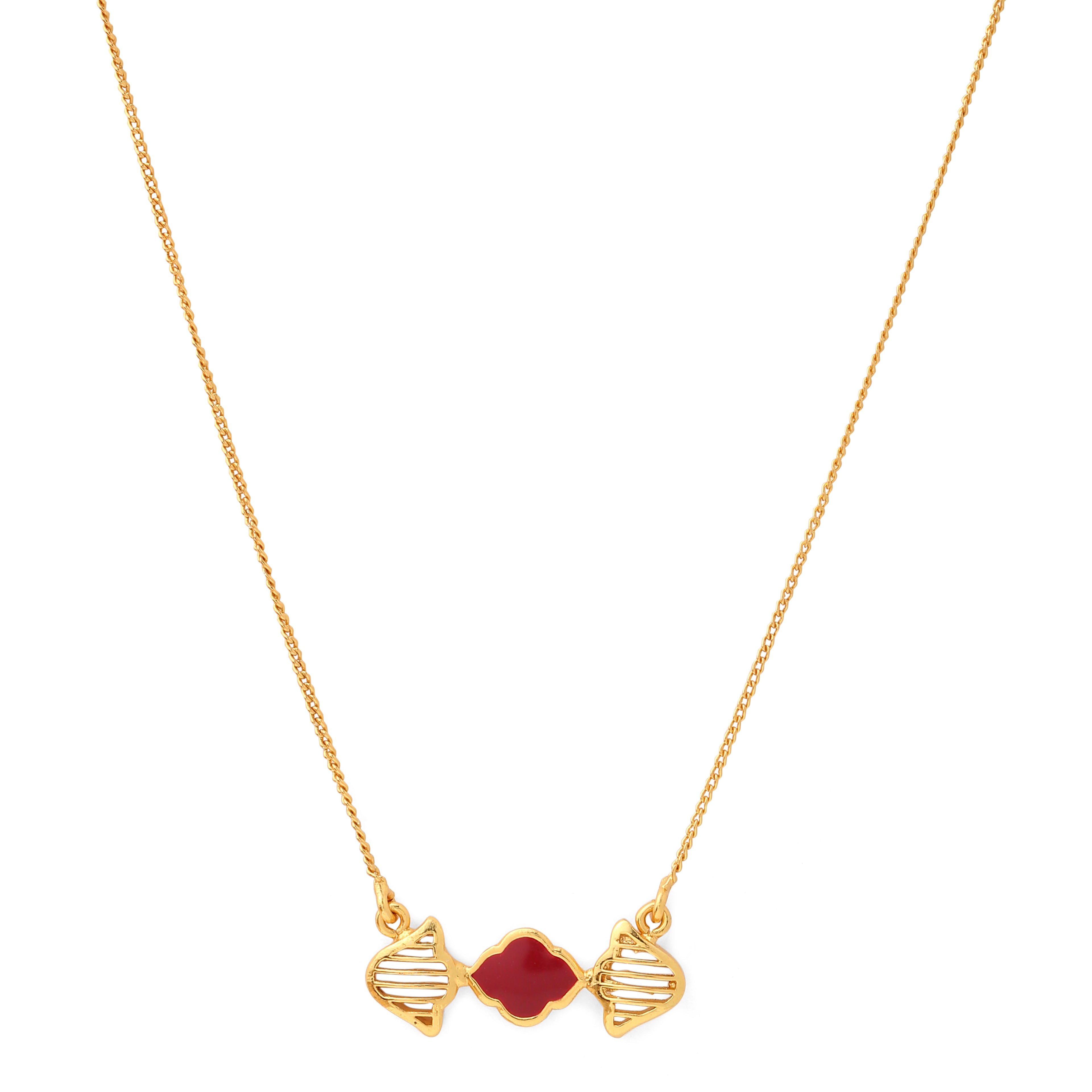 Kashmir Enamel Neck chain - Marsala Gold