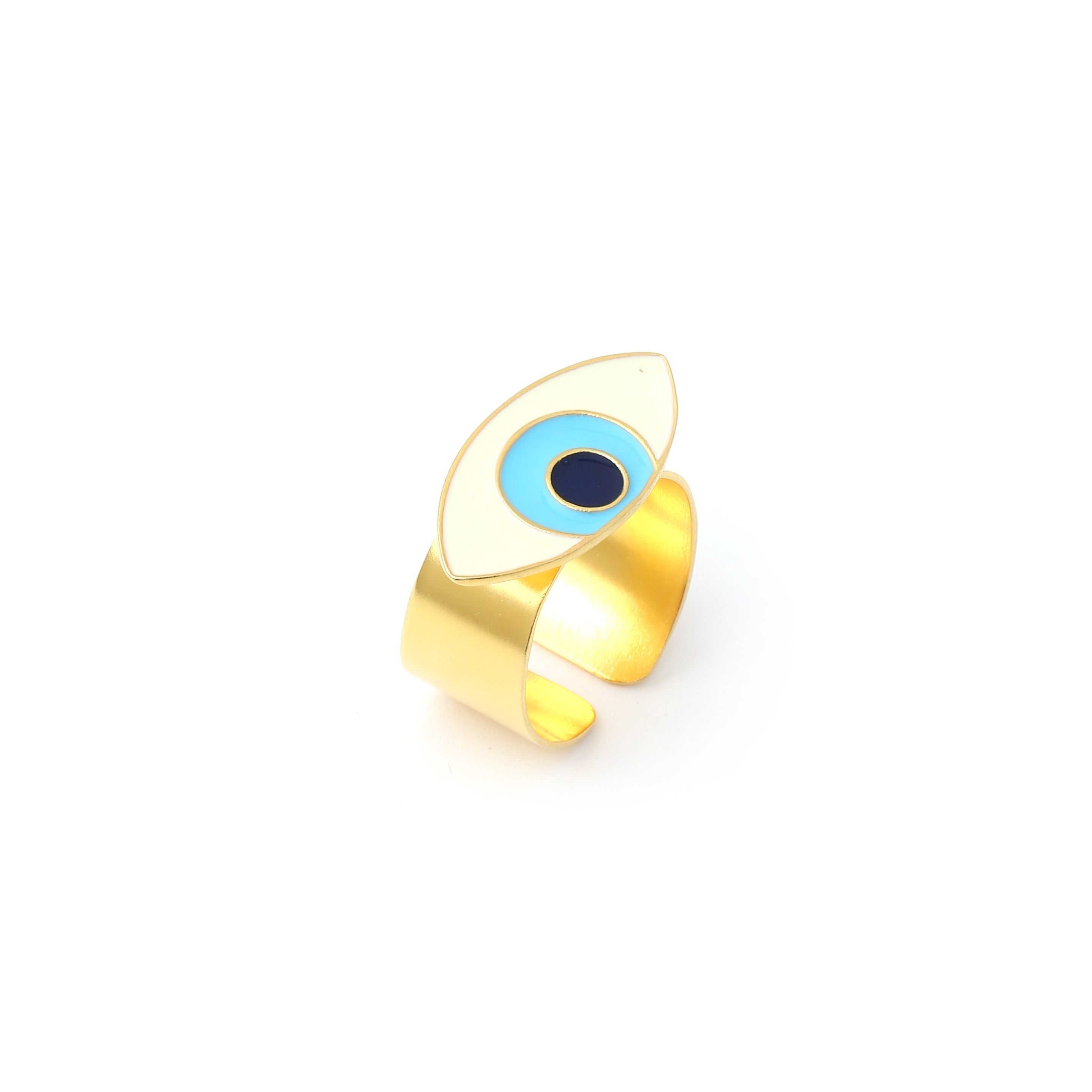 Evil eye adjustable ring - Ivory Gold