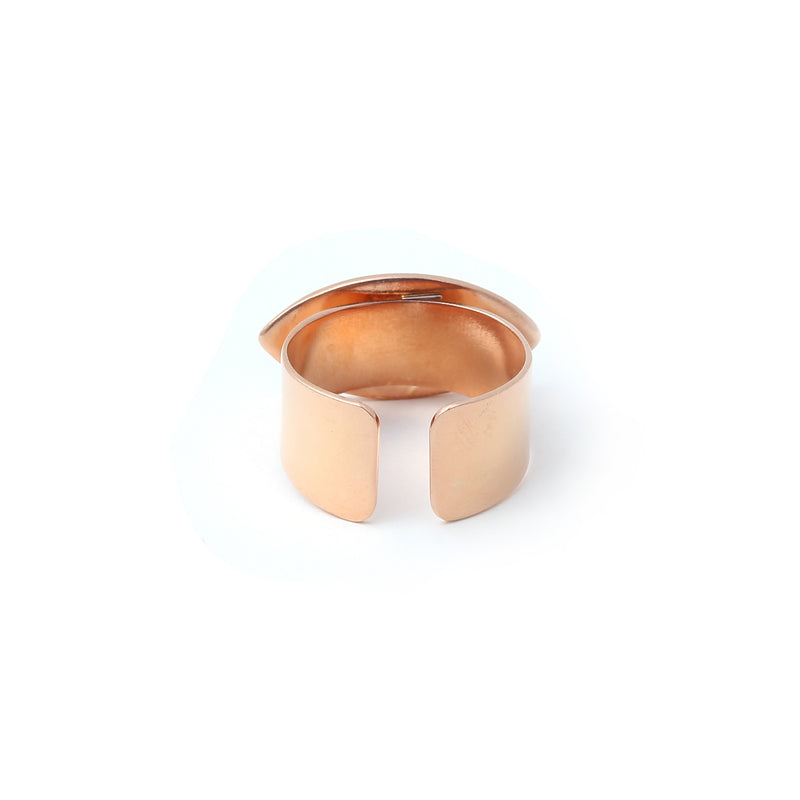 Evil eye enamel adjustable ring - Blue Rose Gold