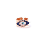 Evil eye adjustable ring - Rose Gold
