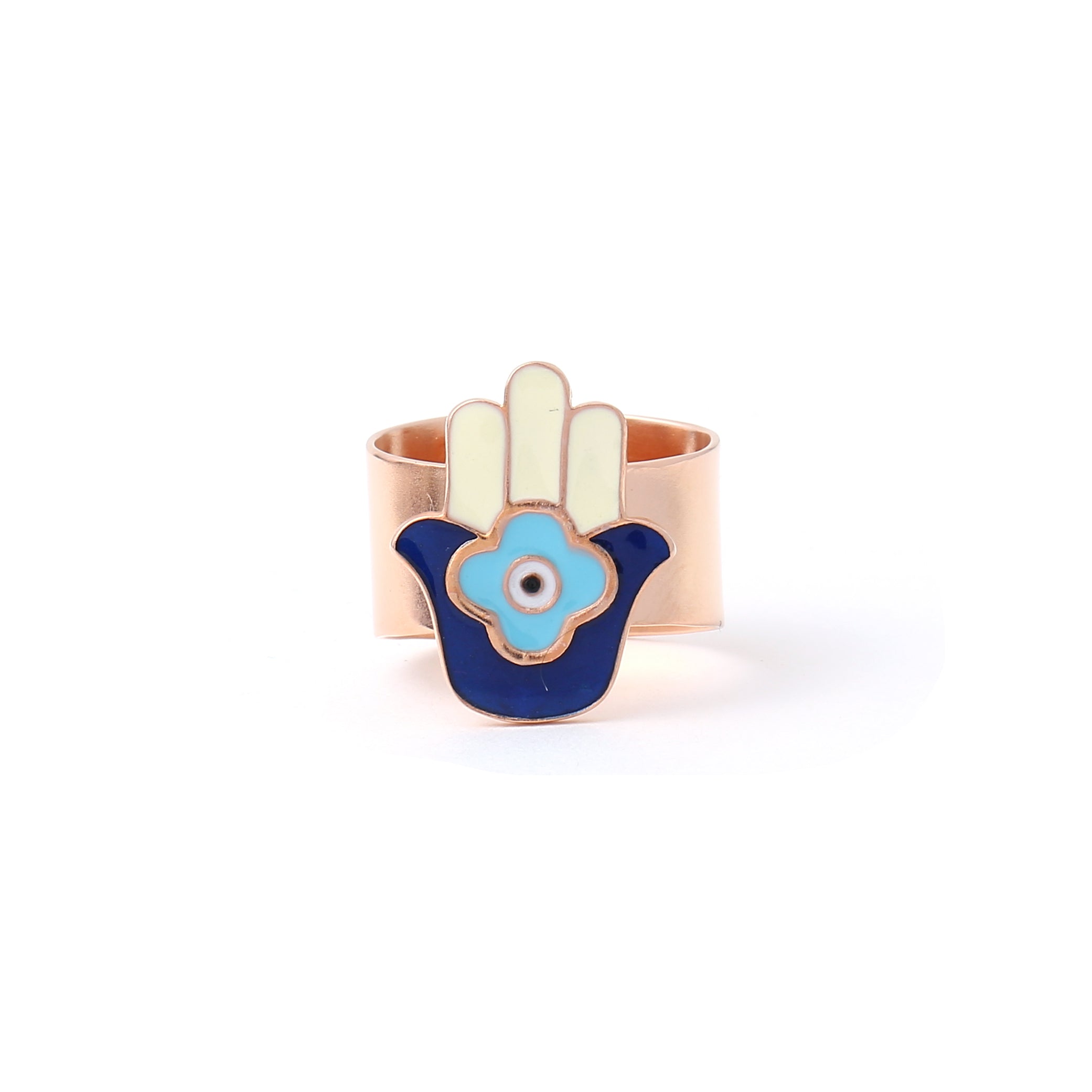 Hamsa hand adjustable ring - Rose Gold