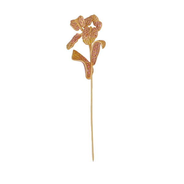 Orchid flower Lapel pin - Pink & yellow