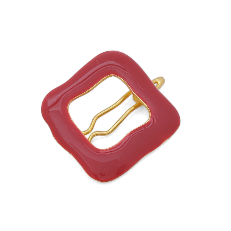 Square hair clip - Crimson Red