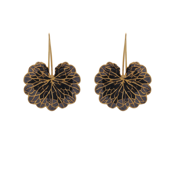 Leaf Earrings - Black & grey - AZGA