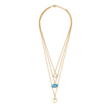 Multi layer neckchain / hamsa, clover, evil eye