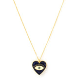 Heart Eye Enamel Neck Chain - Blue Gold
