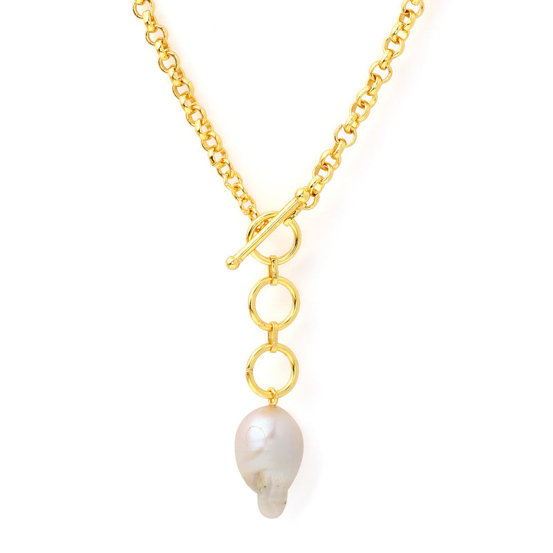 Baroque pearl toggle neck chain