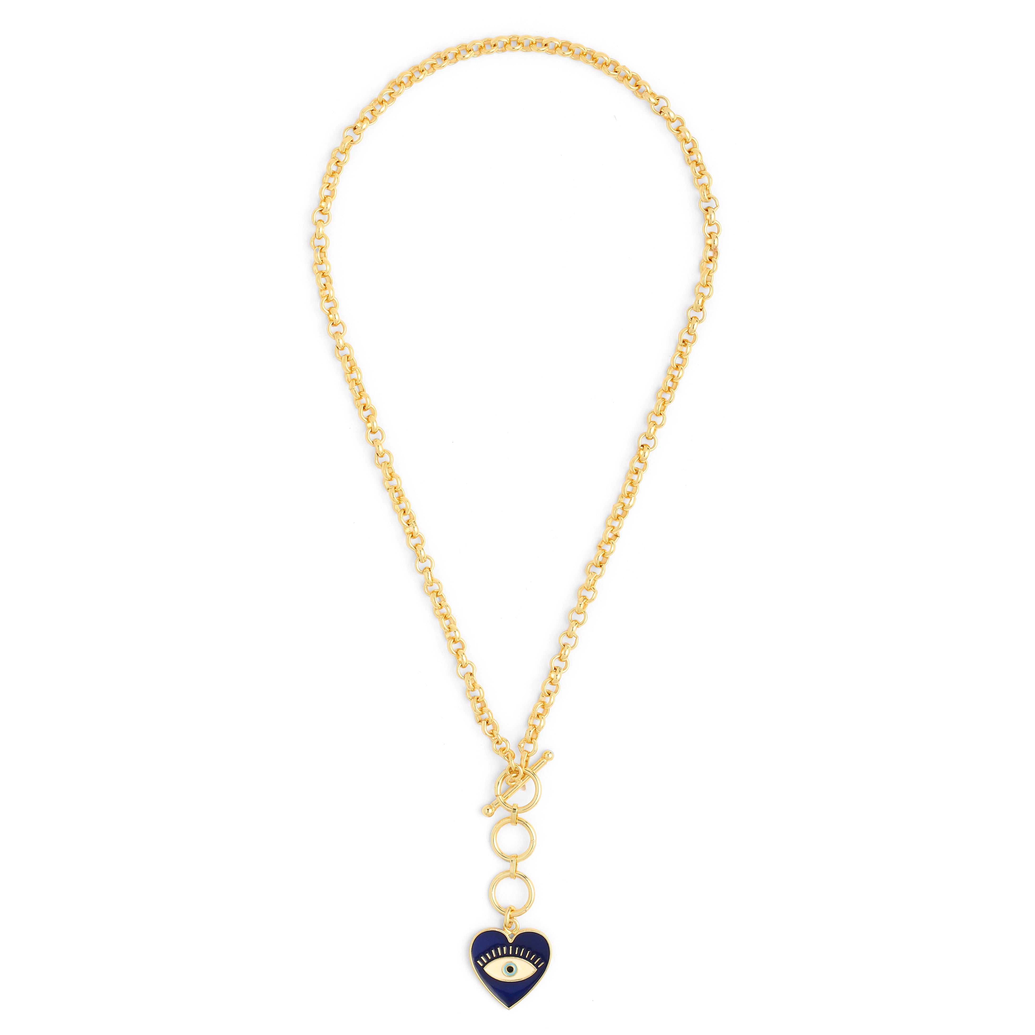 Heart Eye Toggle Neck Chain - Gold