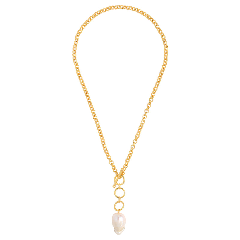 Baroque pearl toggle neck chain