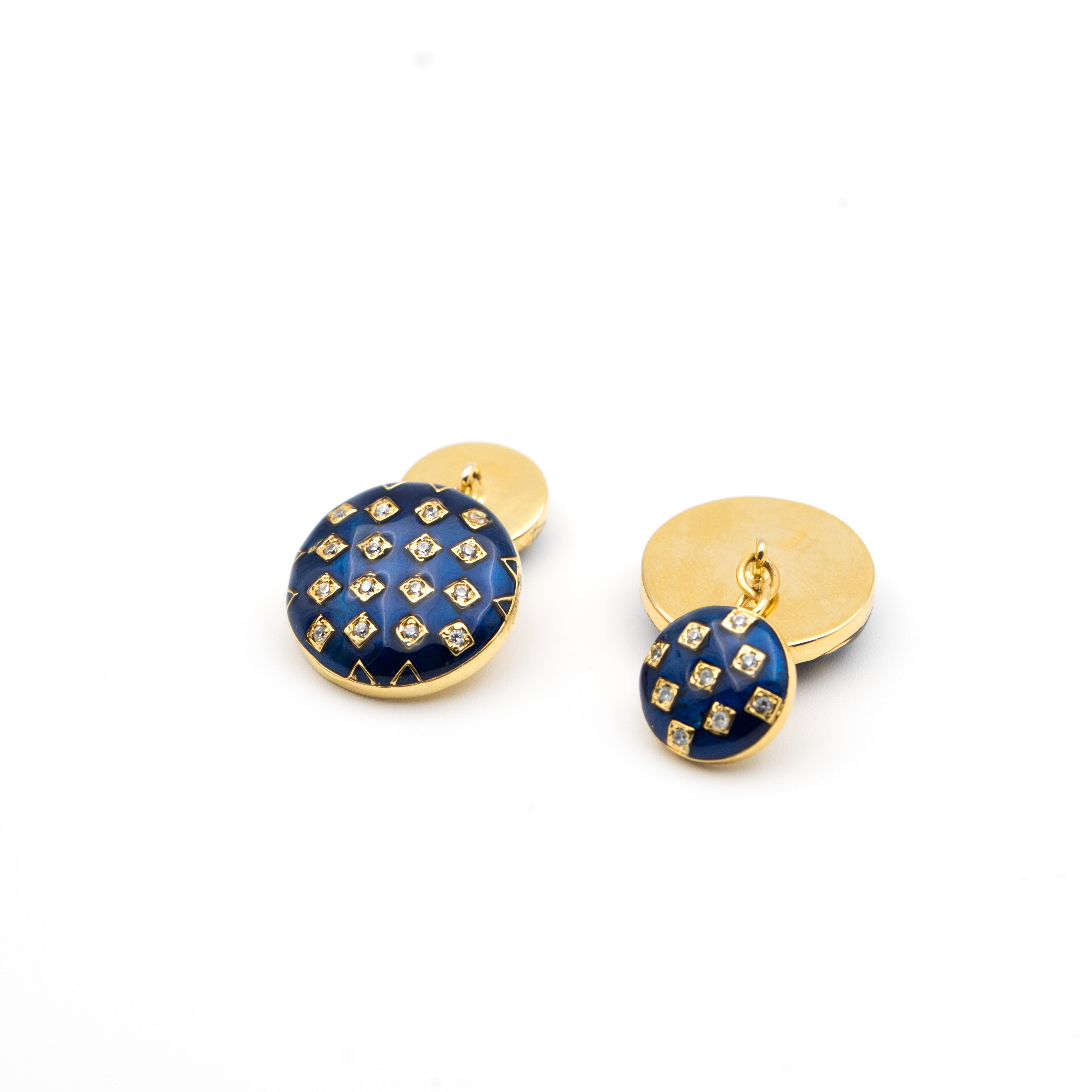 Gingham Enamel Chain Cufflinks - AZGA