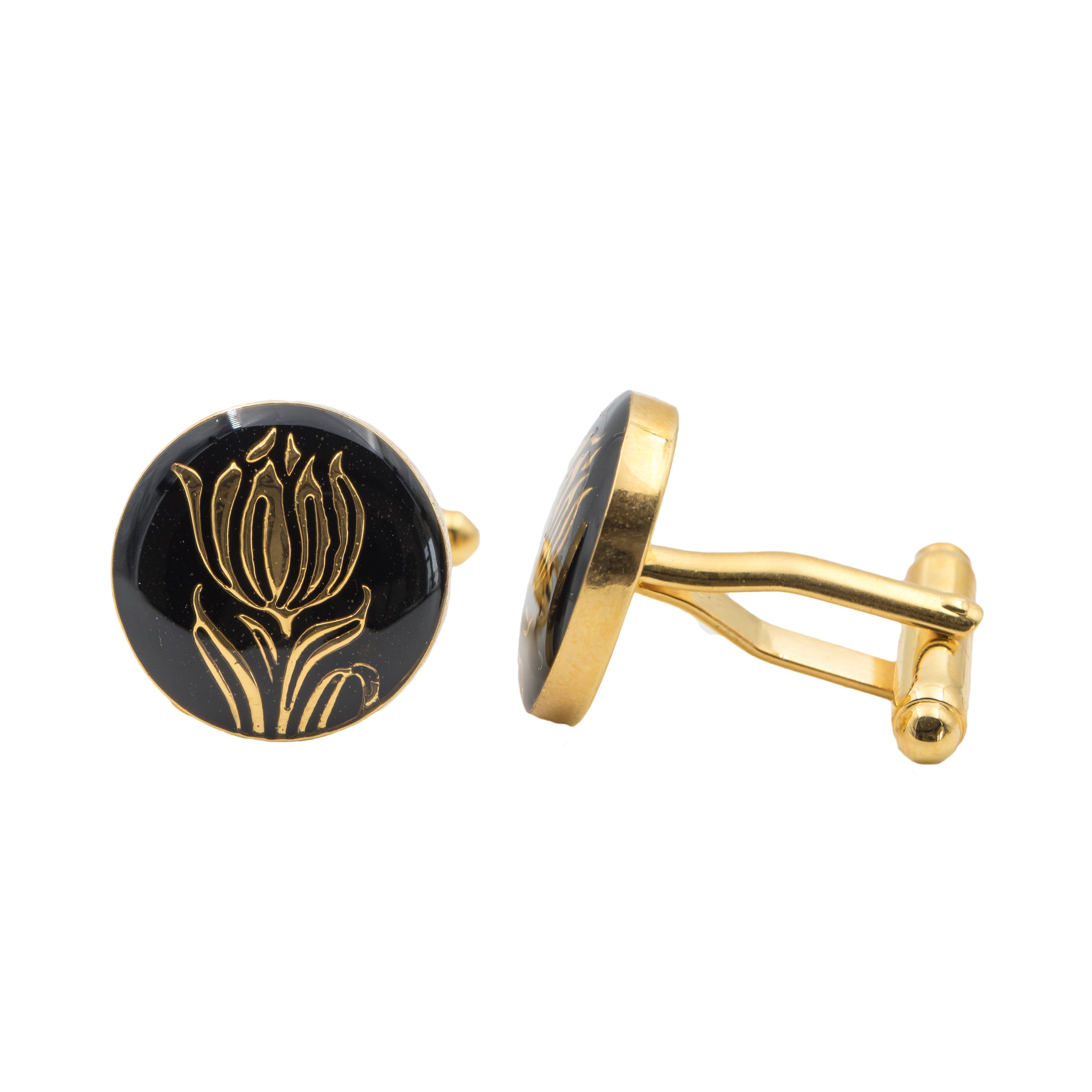 Tulip cufflinks - Black Gold