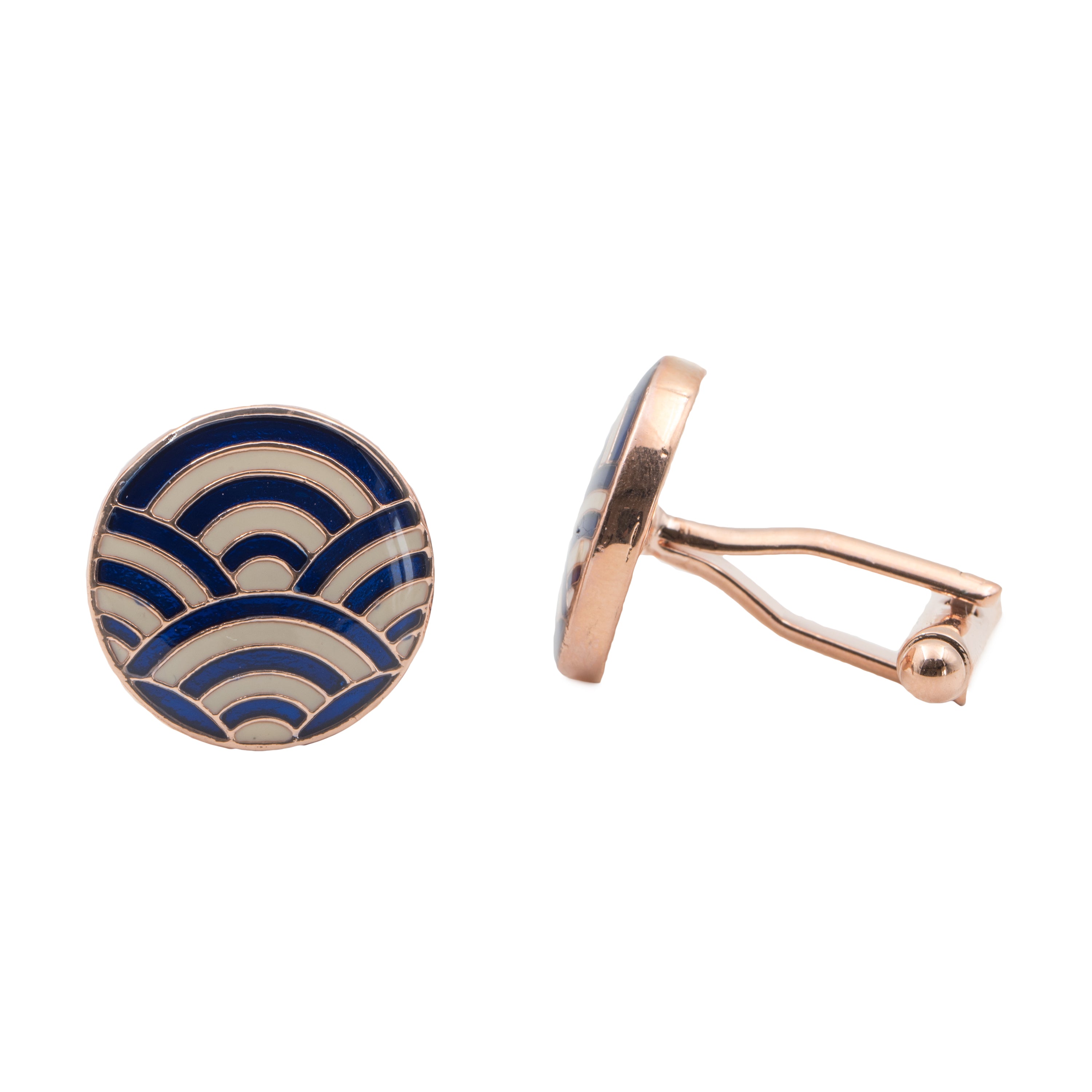 Cascade Cufflinks - Blue and Ivory - AZGA