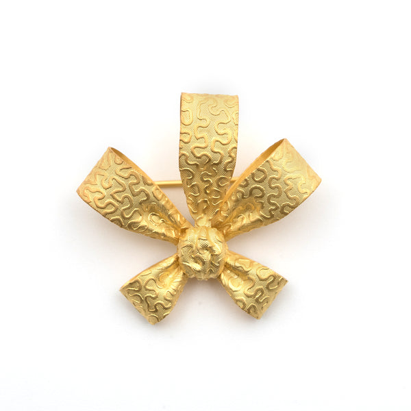 Vintage Ribbon Brooch - Gold