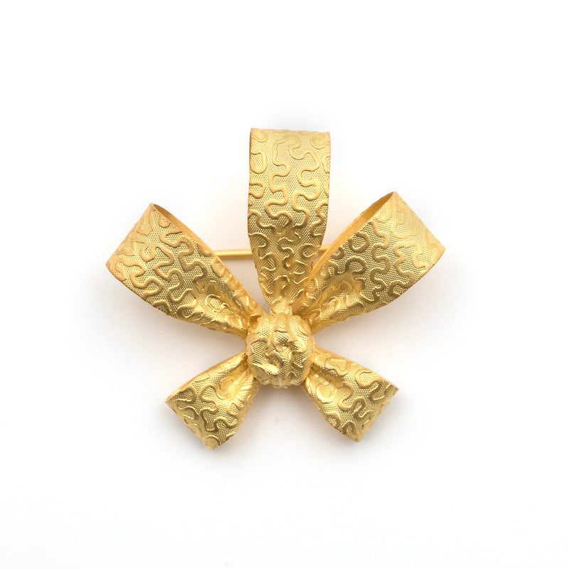 Vintage Ribbon Brooch - Gold