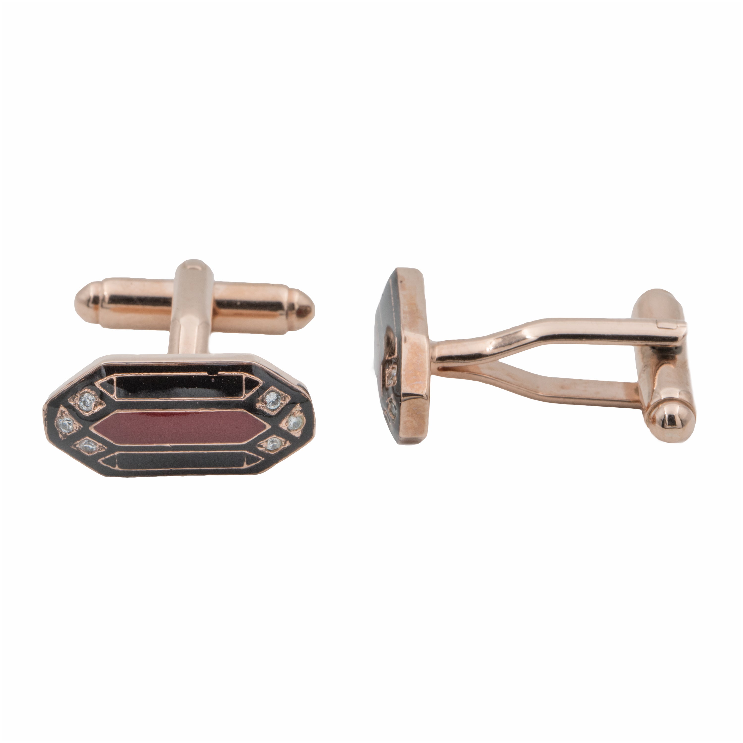 Navarra Cufflinks - Black and Maroon