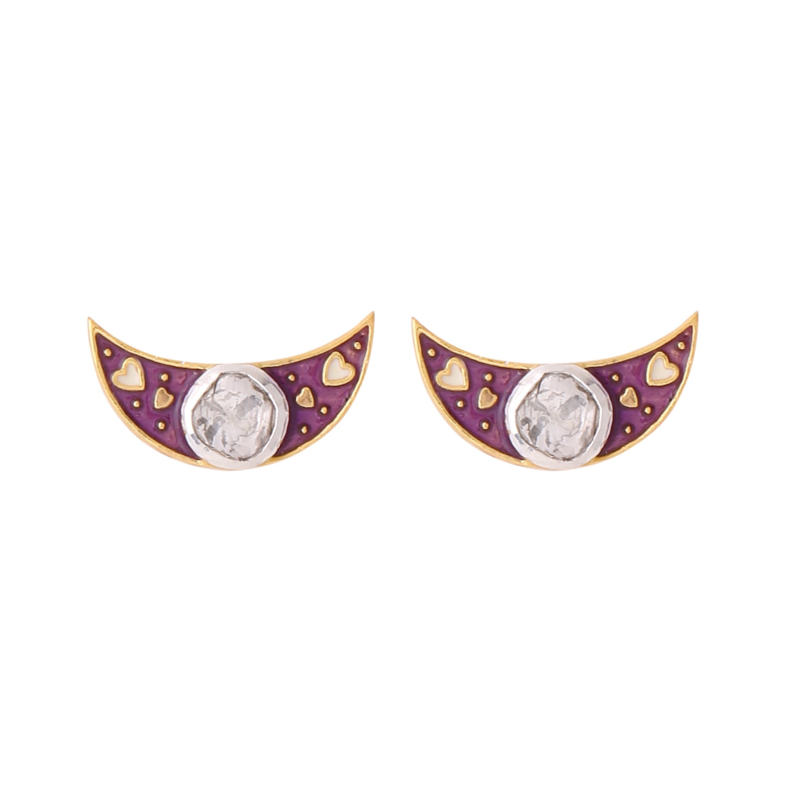 Crescent Polki Studs